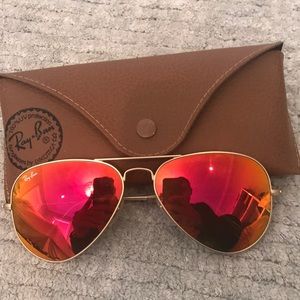 Ray Ban gold mirrored lens Aviators